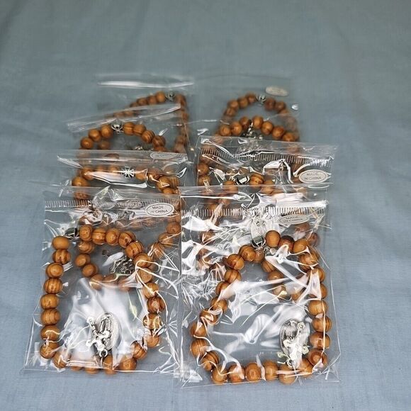 Rosary Bracelet Mary Jesus Crucifix Olive Wood Beads Catholic Miraculous Gift - Picture 7 of 8